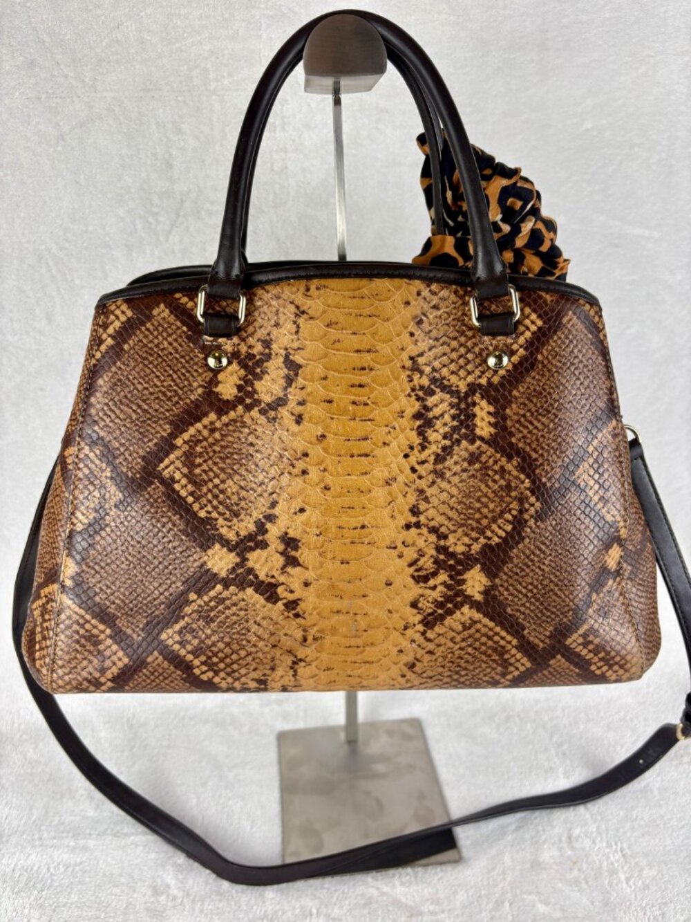 Coach Small Margot Python Embossed Leather Carryall Satchel - Picture 3 of 16